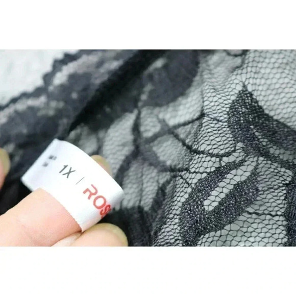 Rose Gal Black Lace Sheer Nighty-Size 1X-Stretchy-Sexy - Picture 4 of 7